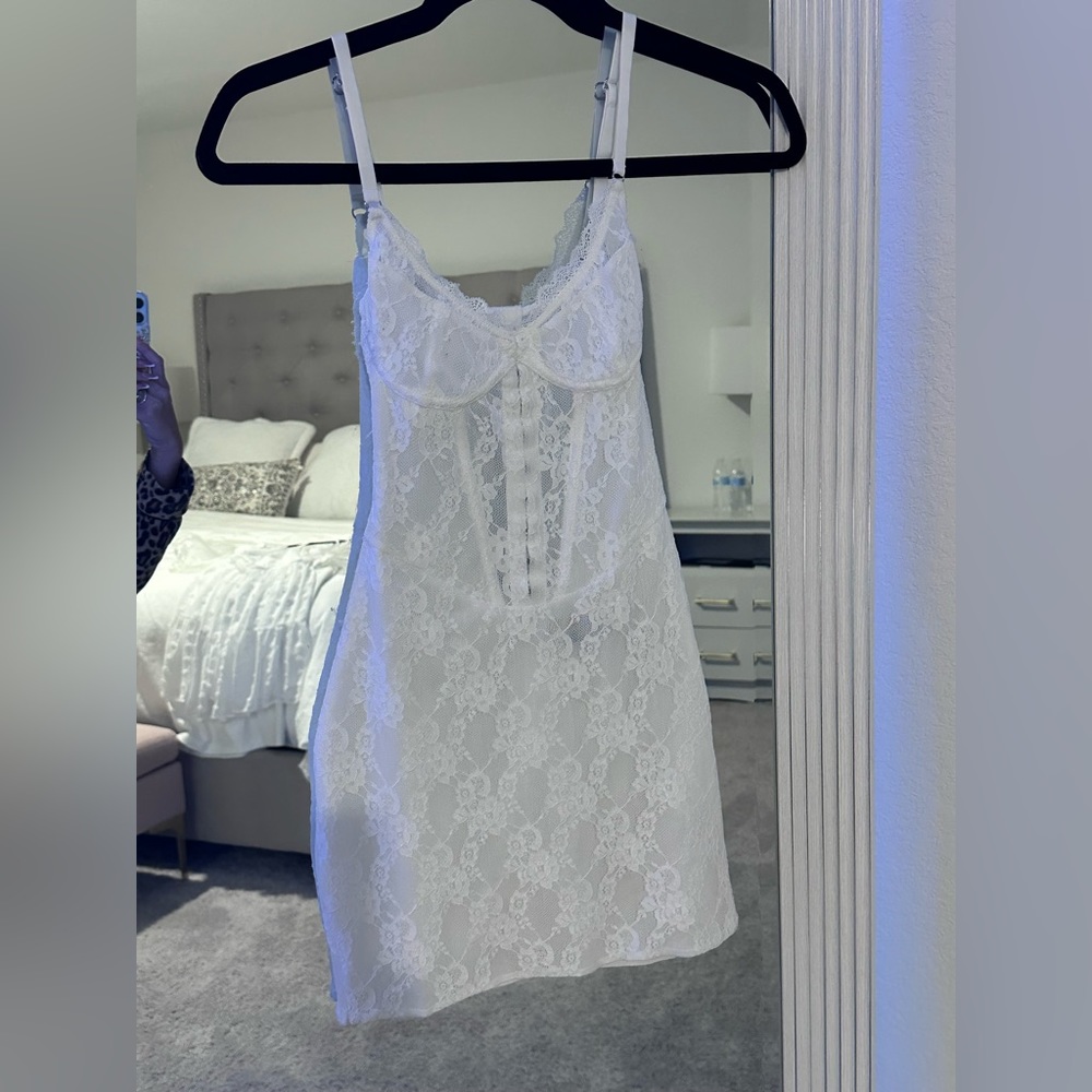 White lace mini dress